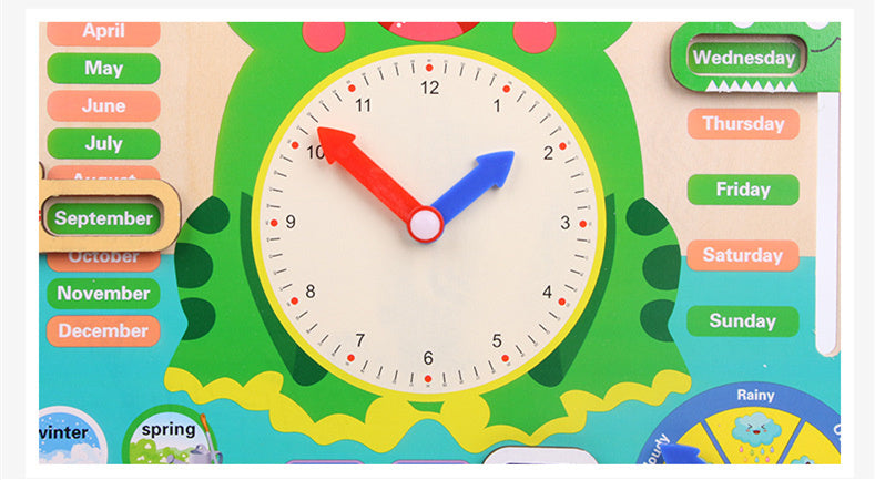 Montessori Wooden Toys Baby Weather Season Calendar Clock