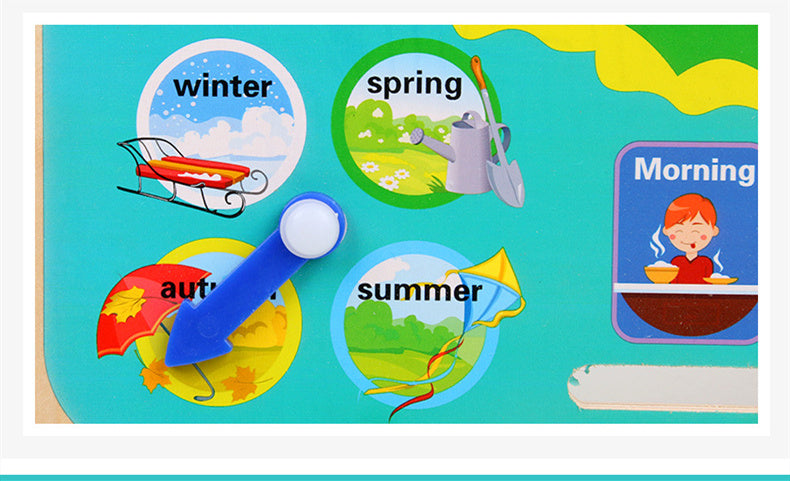 Montessori Wooden Toys Baby Weather Season Calendar Clock