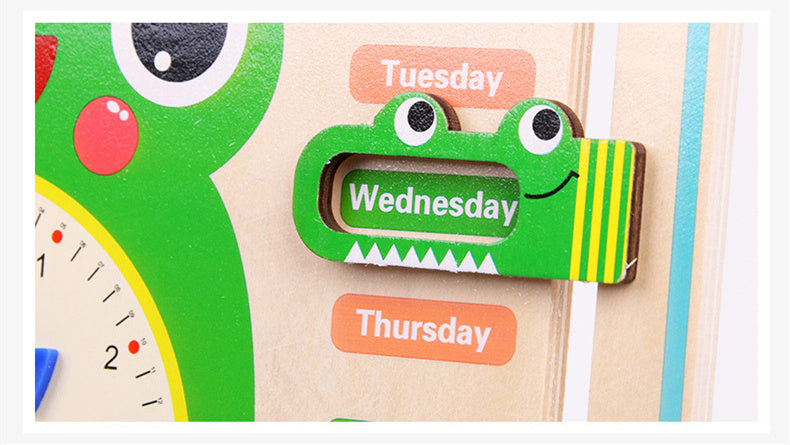 Montessori Wooden Toys Baby Weather Season Calendar Clock