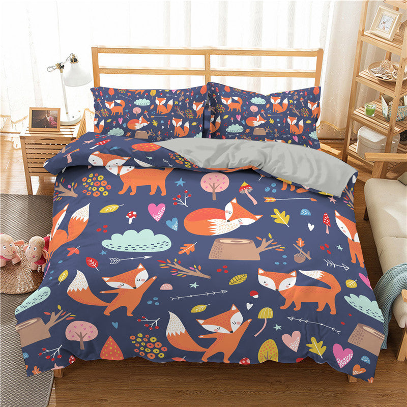 3D Digital Printing Cartoon Bedding Three-Piece Bedding