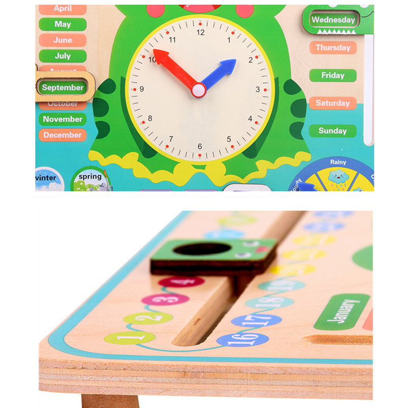 Montessori Wooden Toys Baby Weather Season Calendar Clock