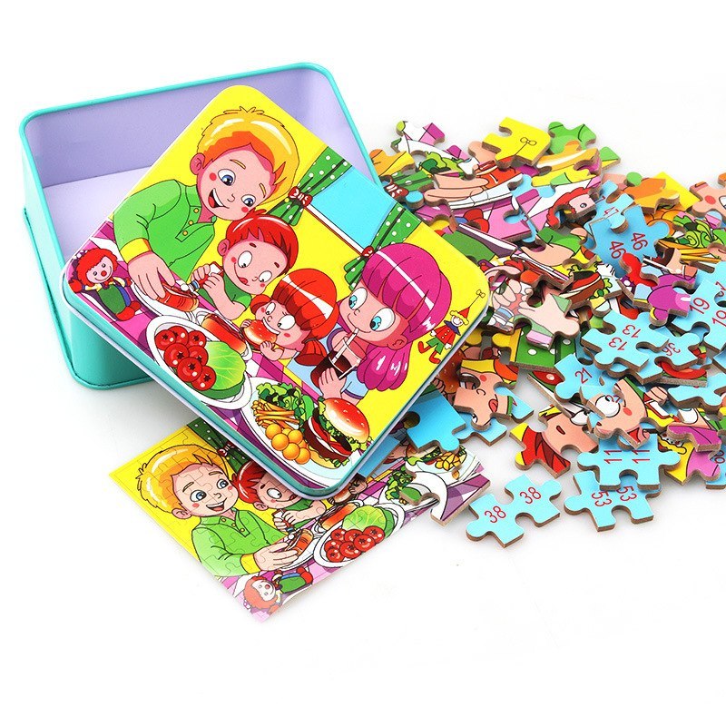 80PCS wooden educational toys educational puzzle