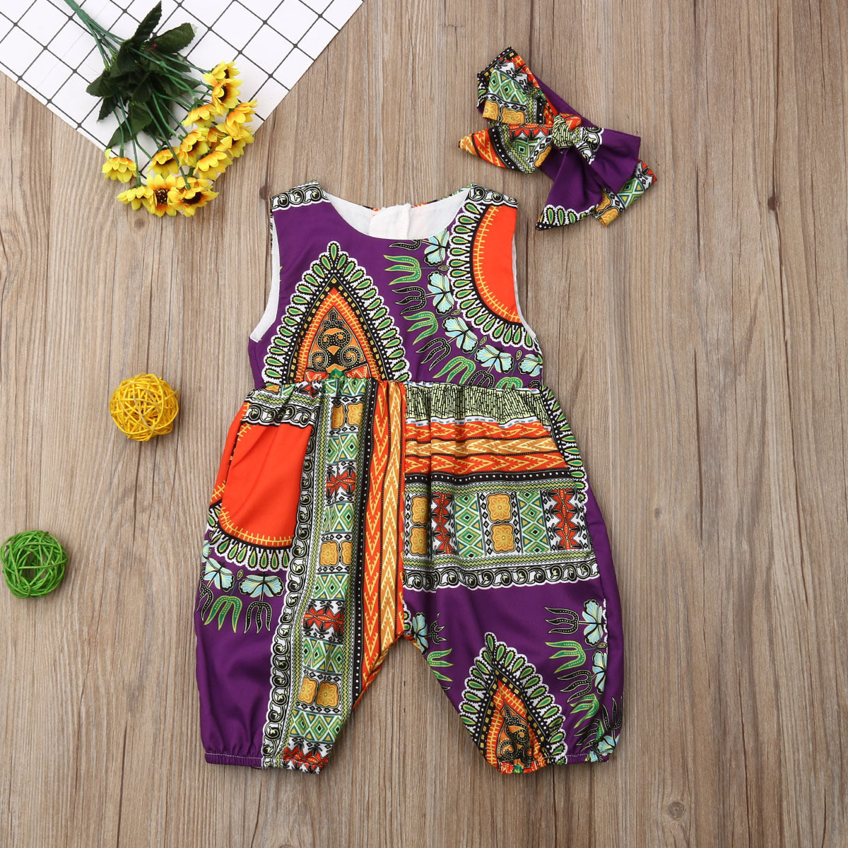 African Ethnic Characteristic Printed Fashion Girls' Jumpsuit