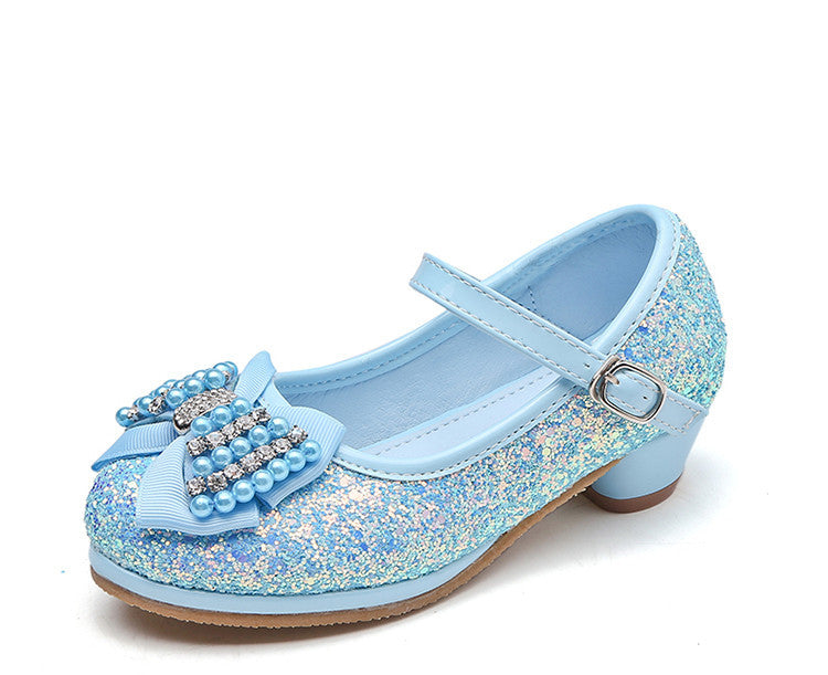Children's Bow High Heel Crystal Shoes - Kiddiez Corner