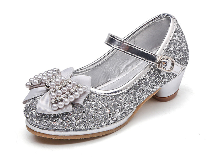 Children's Bow High Heel Crystal Shoes - Kiddiez Corner