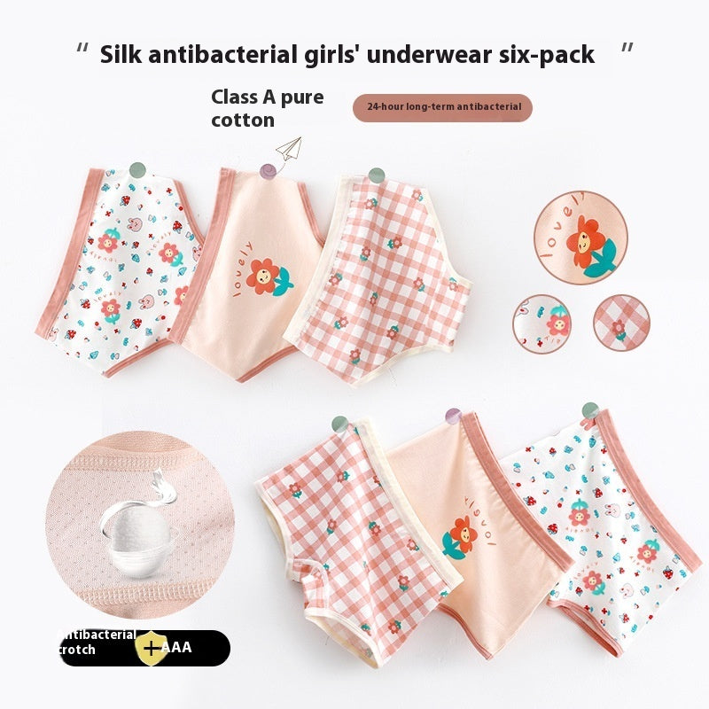 Children's Underwear Female Three Four Corners Pure Cotton - Kiddiez Corner