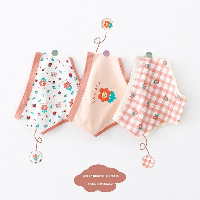 Children's Underwear Female Three Four Corners Pure Cotton - Kiddiez Corner