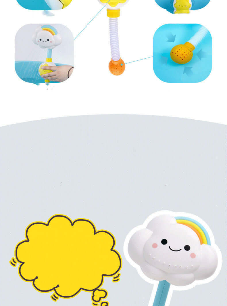 Children's Water Bath Toys, Manual Rainbow Cloud Spray Shower - Kiddiez Corner