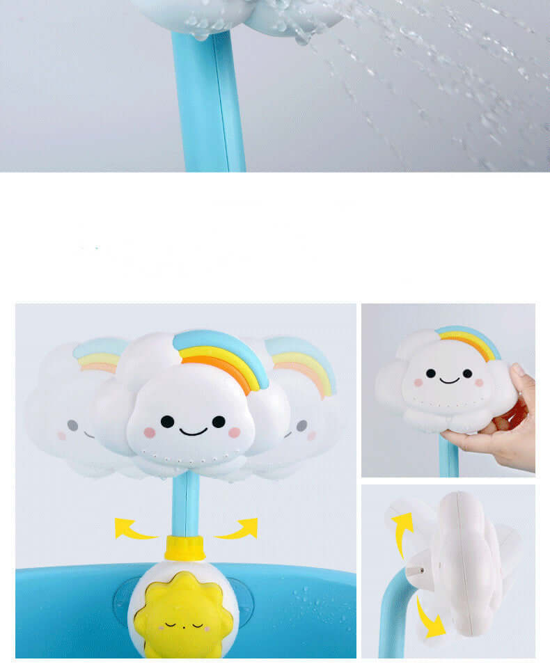 Children's Water Bath Toys, Manual Rainbow Cloud Spray Shower - Kiddiez Corner