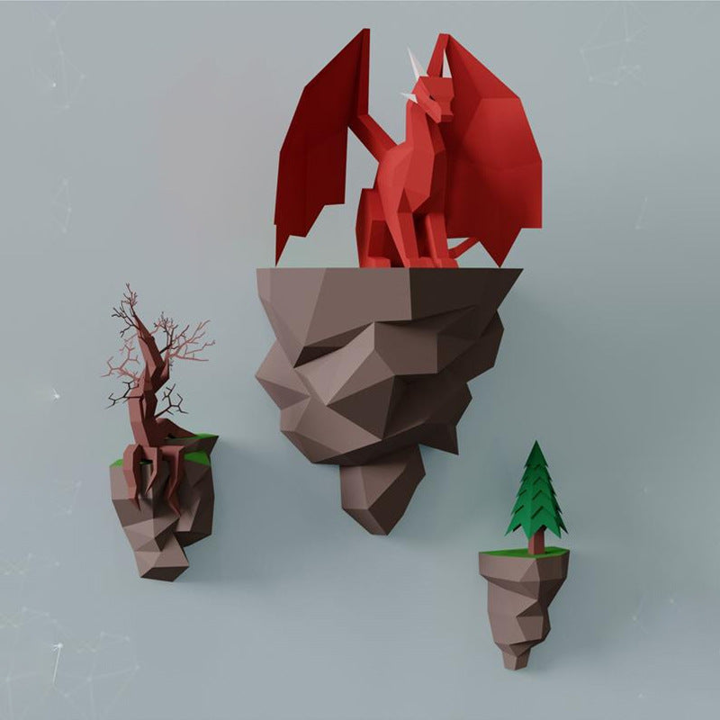 Dragon Paper Model Sitting On The Island Wall Hanging Decorations