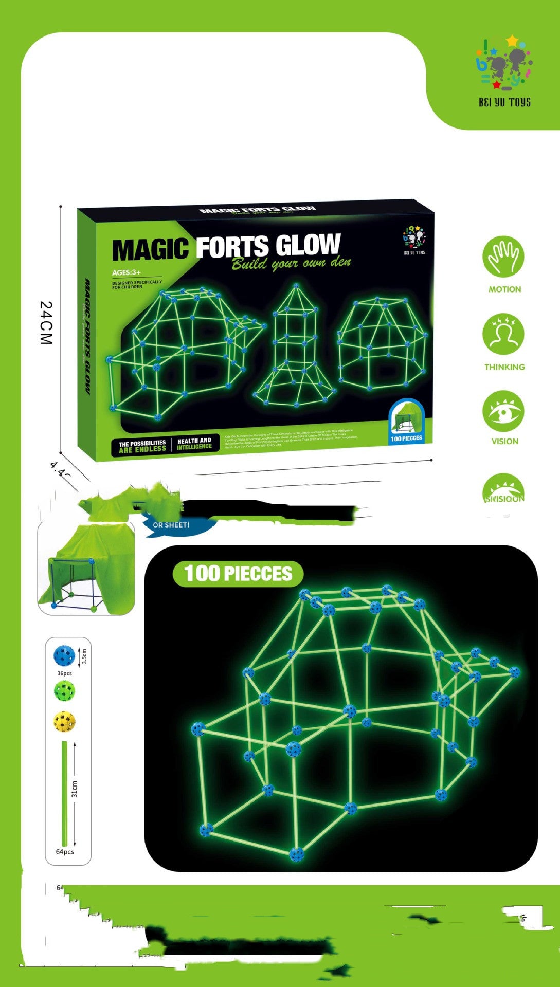 Fort Building Kit Construction Set Kids Toy Tents Fortress Builder