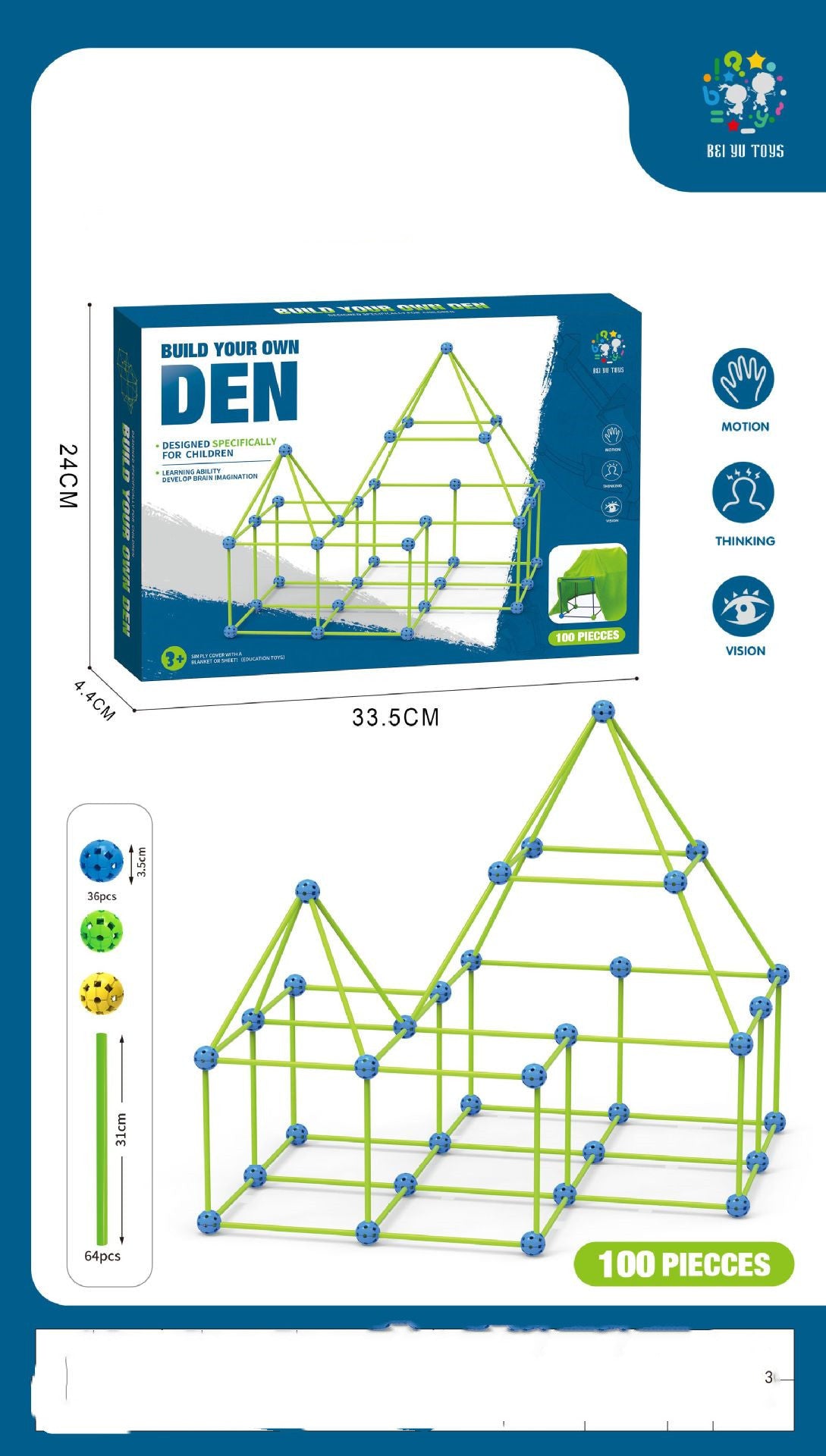 Fort Building Kit Construction Set Kids Toy Tents Fortress Builder