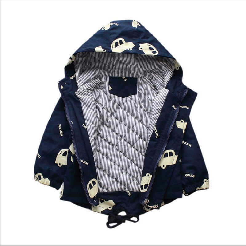 Long-sleeved Hooded Cotton-padded Jacket For Boys