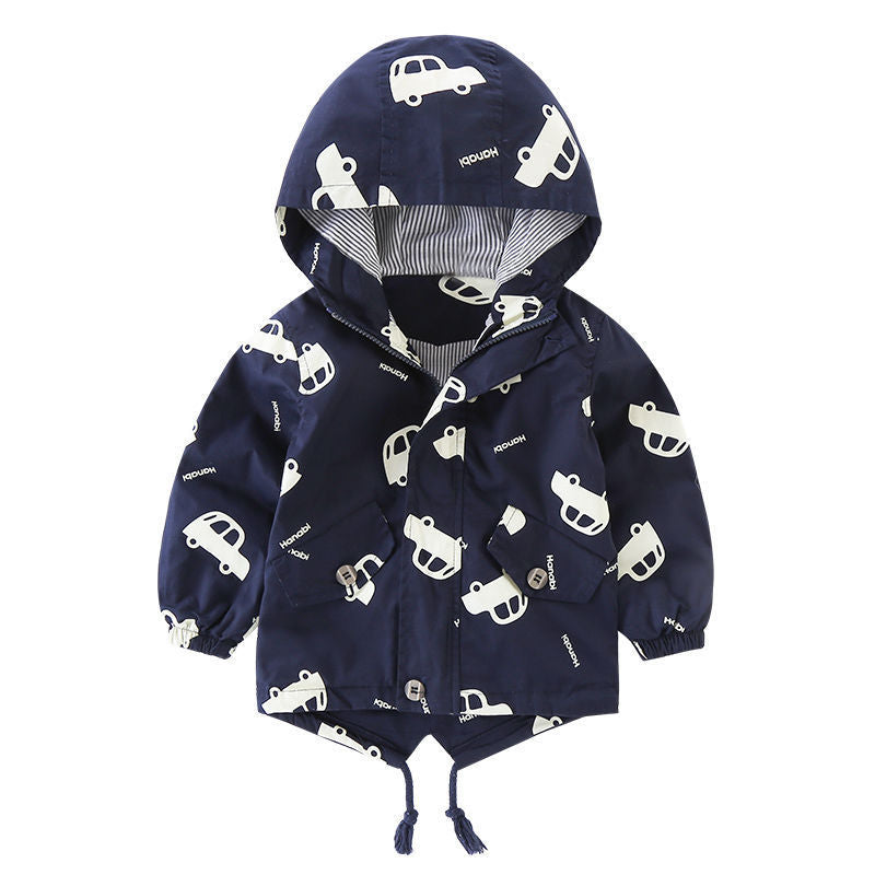 Long-sleeved Hooded Cotton-padded Jacket For Boys