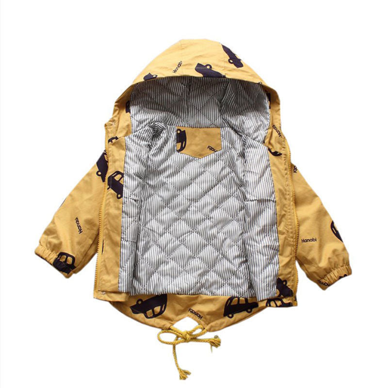 Long-sleeved Hooded Cotton-padded Jacket For Boys