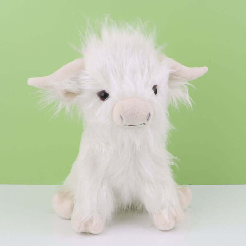 White Cow Plush Toy Long Hair Soft Toy - Kiddiez Corner