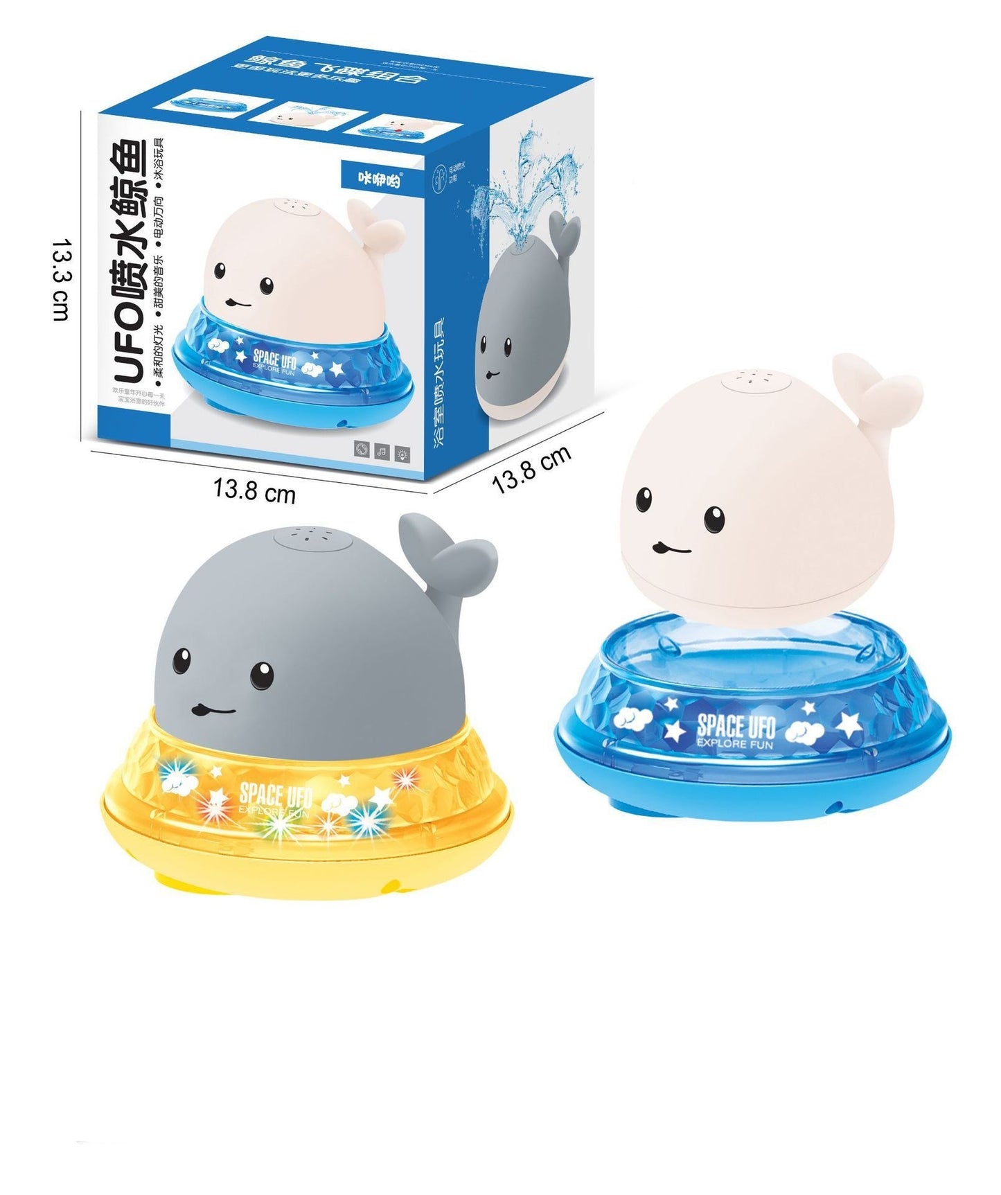 Whale Floating Spraying Water Bath Toys With Light Music LED