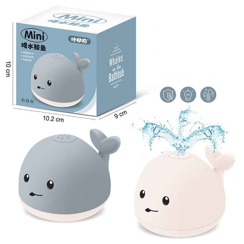 Whale Floating Spraying Water Bath Toys With Light Music LED