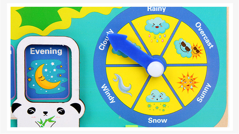 Montessori Wooden Toys Baby Weather Season Calendar Clock