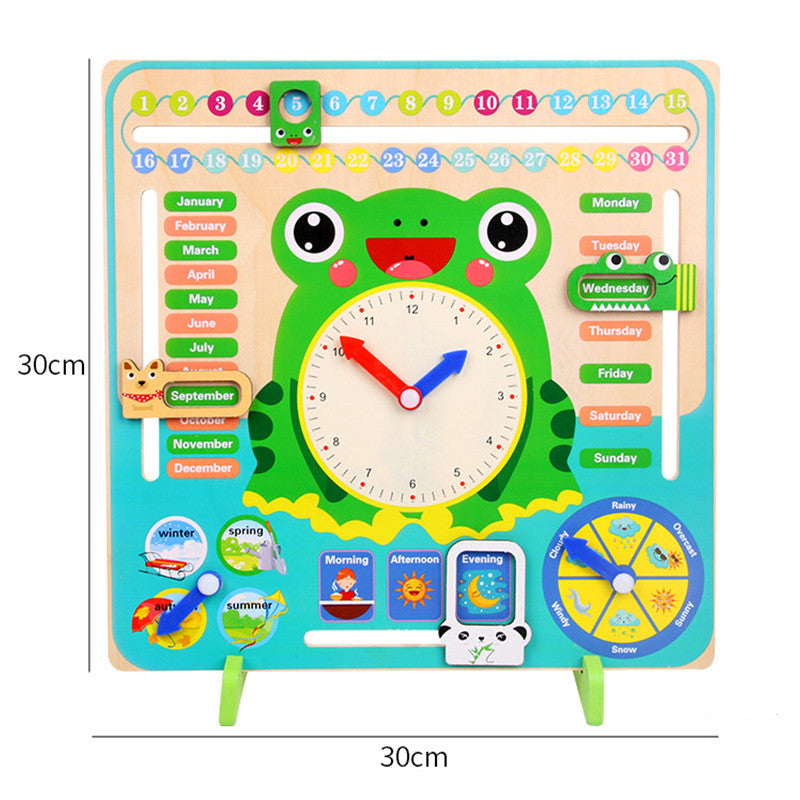 Montessori Wooden Toys Baby Weather Season Calendar Clock