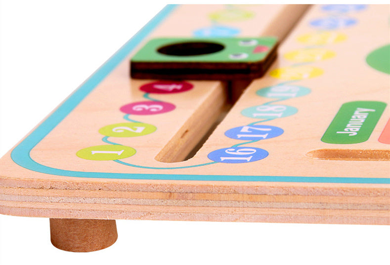 Montessori Wooden Toys Baby Weather Season Calendar Clock