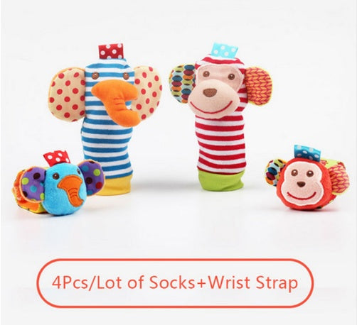 Soft Animal Rattle Infant Newborn Toy Wrist Strap Baby Foot Socks