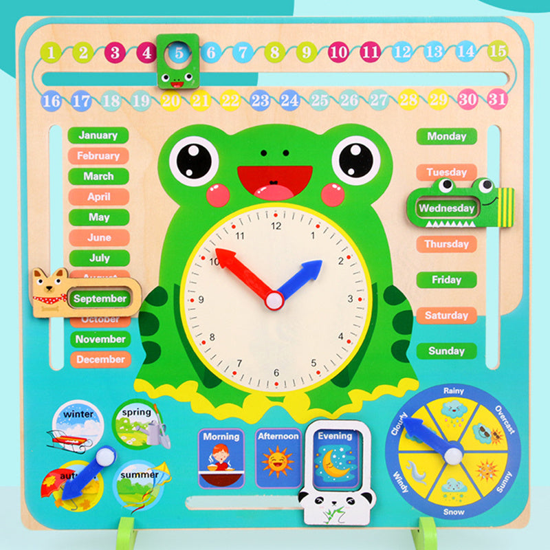 Montessori Wooden Toys Baby Weather Season Calendar Clock