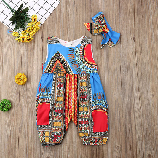 African Ethnic Characteristic Printed Fashion Girls' Jumpsuit