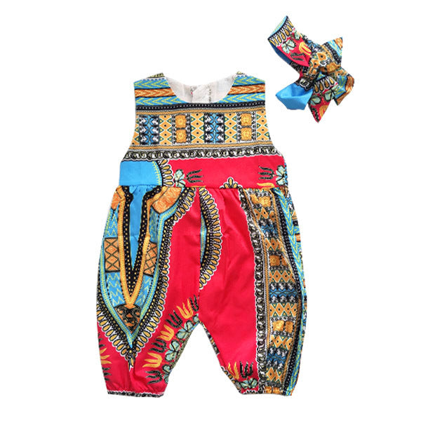 African Ethnic Characteristic Printed Fashion Girls' Jumpsuit