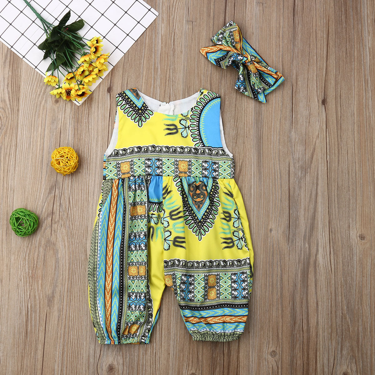 African Ethnic Characteristic Printed Fashion Girls' Jumpsuit