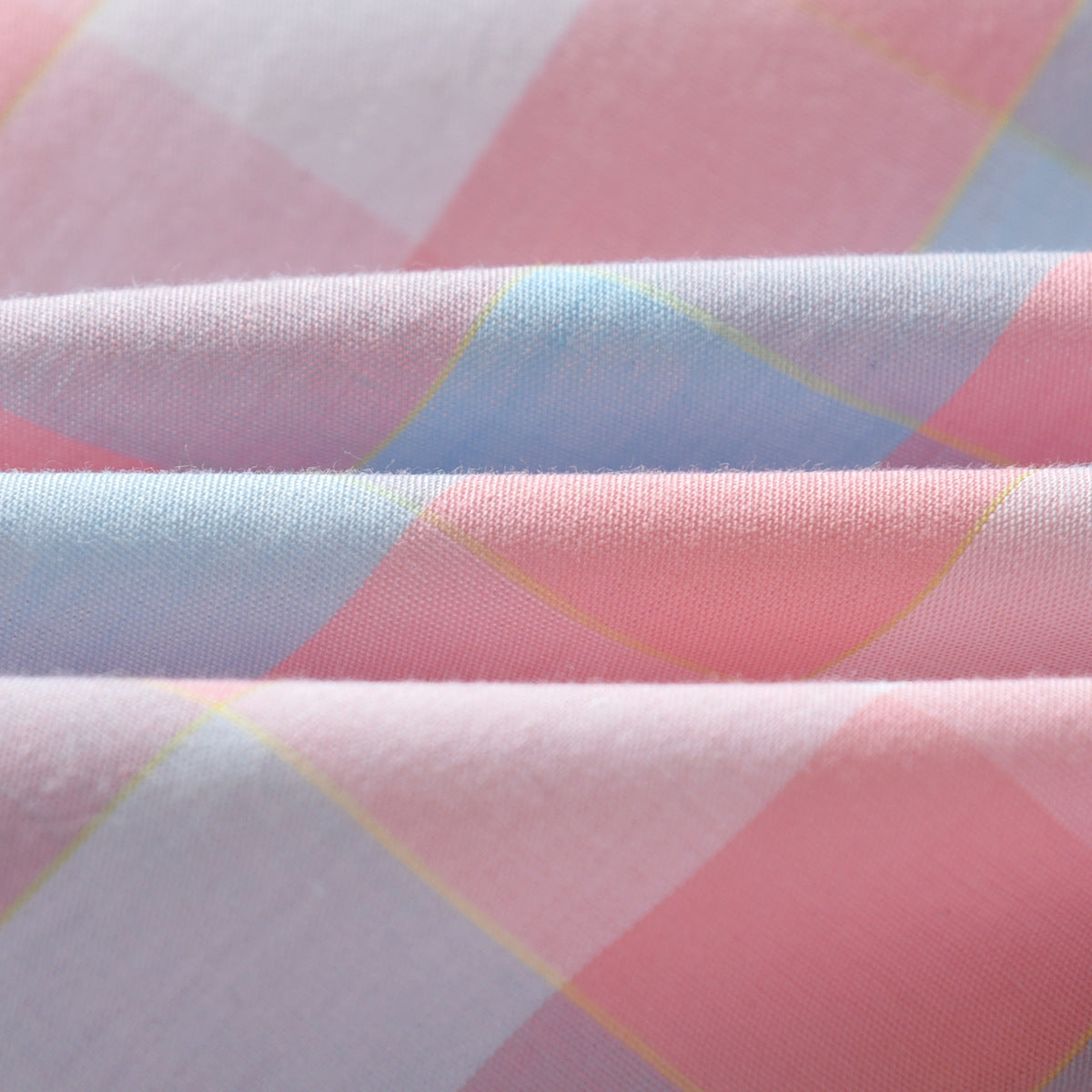 Boy Gentleman Short-Sleeved Plaid Shirt Overalls