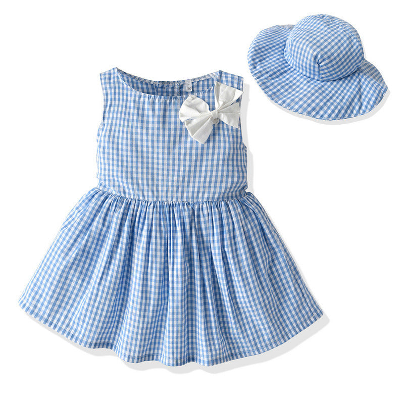 Boys' Short-Sleeved Shirt And Shorts, Girls' Dresses And Sun Hats