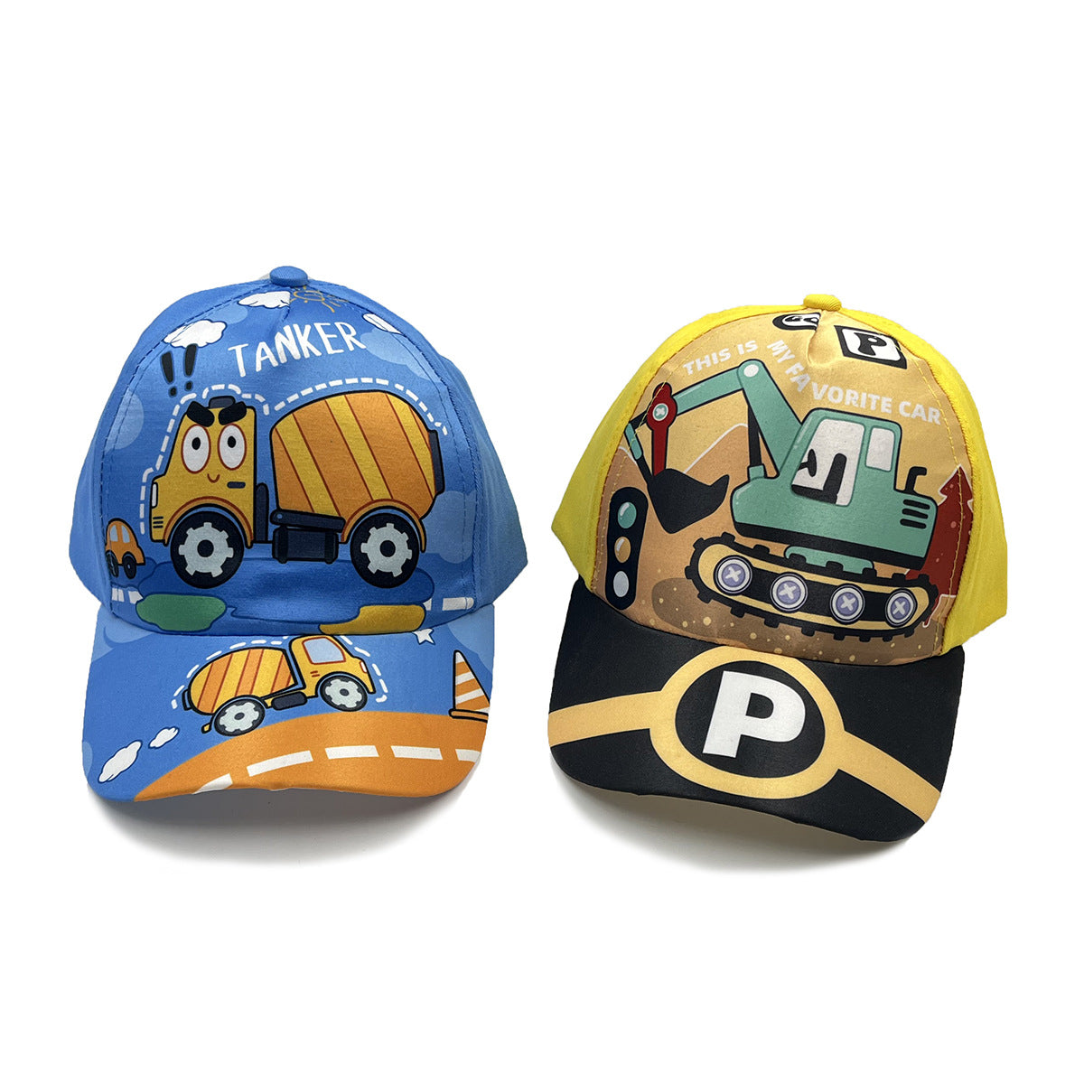 Cartoon Children's Baseball Cap For Engineering Vehicle Excavator - Kiddiez Corner