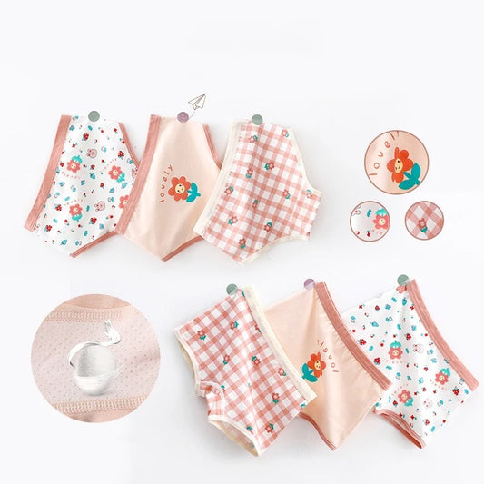 Children's Underwear Female Three Four Corners Pure Cotton - Kiddiez Corner