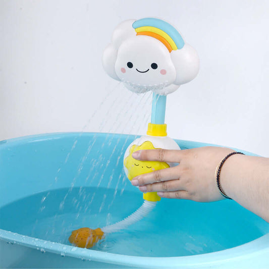 Children's Water Bath Toys, Manual Rainbow Cloud Spray Shower - Kiddiez Corner