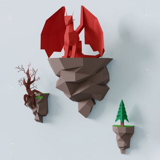 Dragon Paper Model Sitting On The Island Wall Hanging Decorations