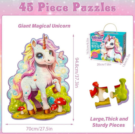 Glitter Unicorn Floor Puzzle - 45 Pce