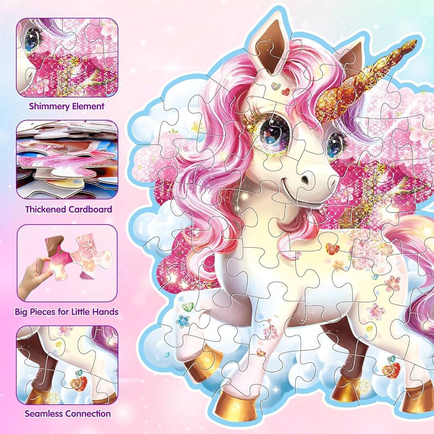 Glitter Unicorn Floor Puzzle - 45 Pce