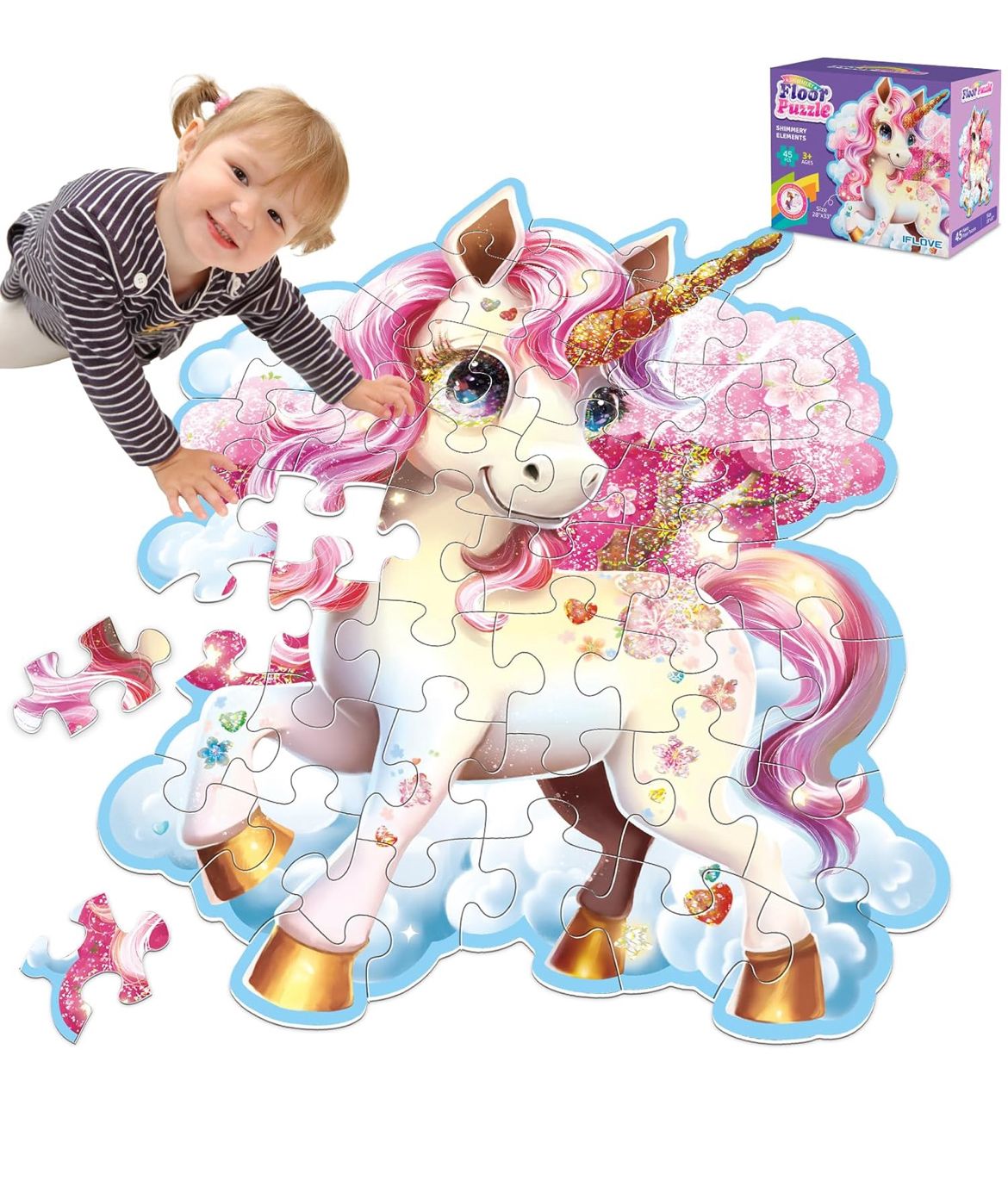 Glitter Unicorn Floor Puzzle - 45 Pce