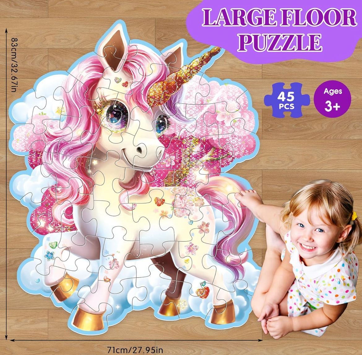 Glitter Unicorn Floor Puzzle - 45 Pce