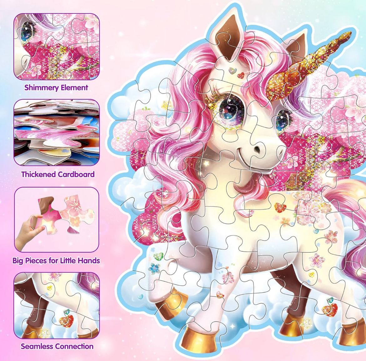 Glitter Unicorn Floor Puzzle - 45 Pce