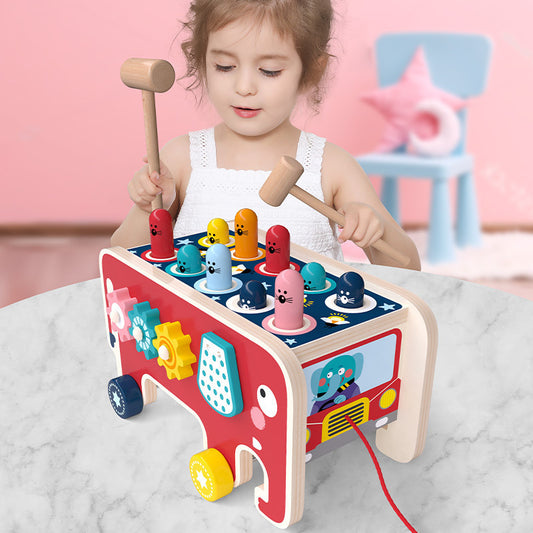 Montessori Toddlers Kids Wooden Pounding Bench Musical Toys - Kiddiez Corner