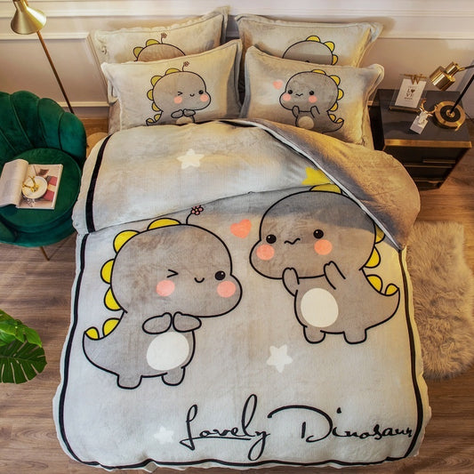 Thickened Cartoon Coral Velvet Bed Four-piece Bedding