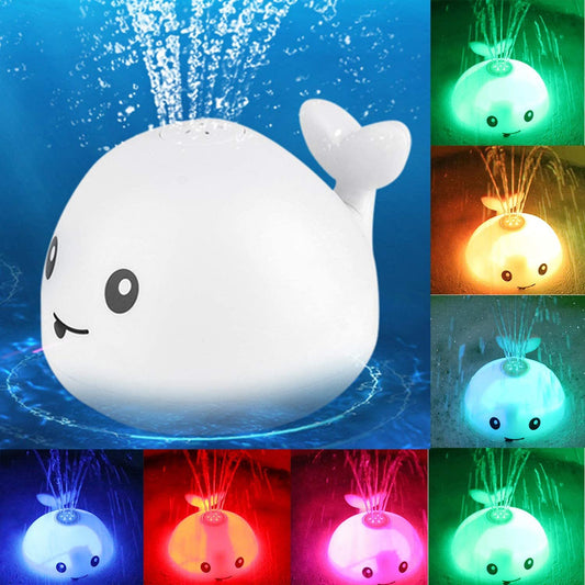 Whale Floating Spraying Water Bath Toys With Light Music LED